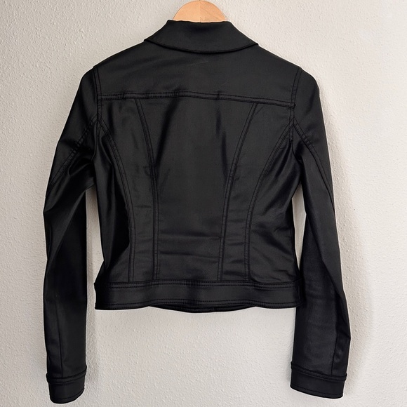 WHBM Black Stretchy Modal Jacket Size 4 - Edgy Sleek Minimalist Cool - Picture 4 of 10